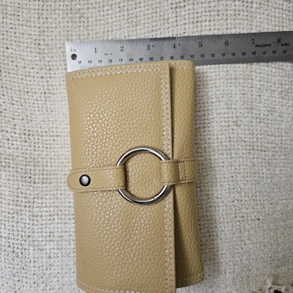 Tan Jewelry Travel Pouch with Silver Ring Accent. Foldable.*** SEE SELLER'S NOTE